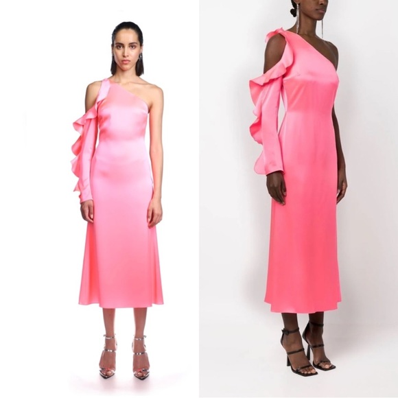 David KomaRuffle One-Shoulder Midi-Dress